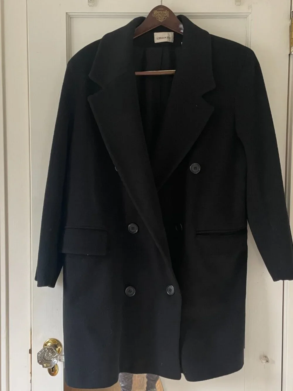London Fog Black Double-Breasted Pea Coat Size 10 Wool - Picture 2 of 9